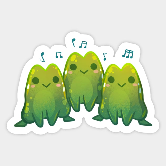 Green Singing Frog Trio Sticker by Claire Lin